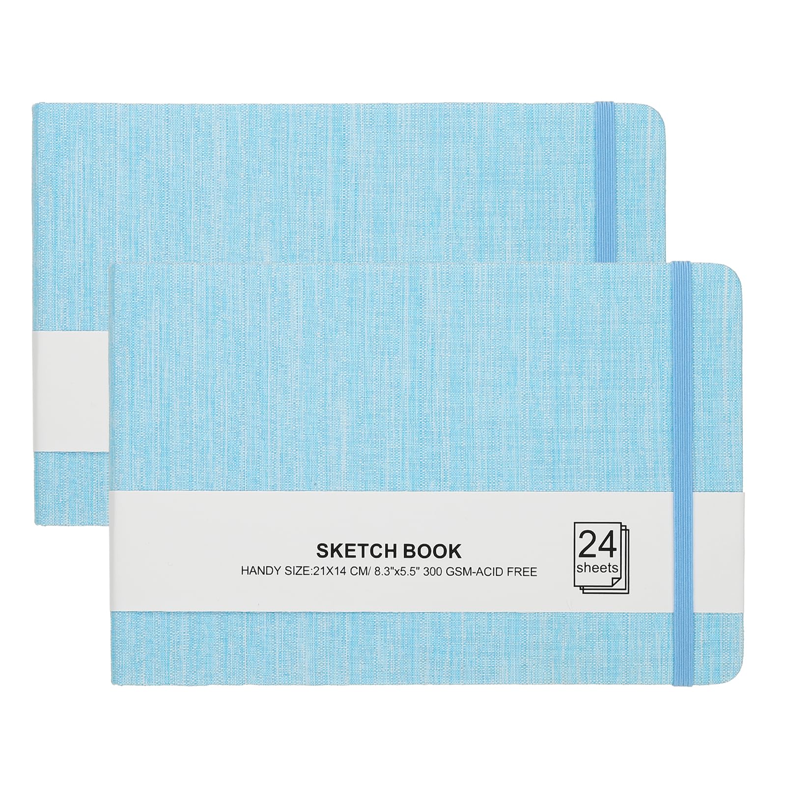 PATIKIL 8.3x5.5" Watercolor Sketchbook, 2Pcs 24 Sheet 300GSM/203lb Watercolor Paper Sketchbooks Acid Free Watercolor Journal Hardcover Artists Paper Pads for Painting, Light Blue