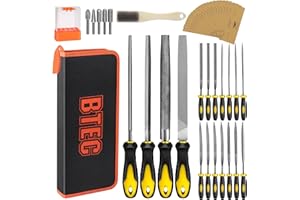 BTEC Metal File Set,46PCS Metal Files for Steel,4PCS Large File Woodworking Wood Files Set 14PCS Needle for Works Tools