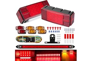 LIMICAR Boat Trailer Lights, IP68 Submersible LED Trailer Light Kit w/Wring Harness, LED Trailer Marker Lights, 13.7 inch 3rd Light Bar for Boat Truck RV