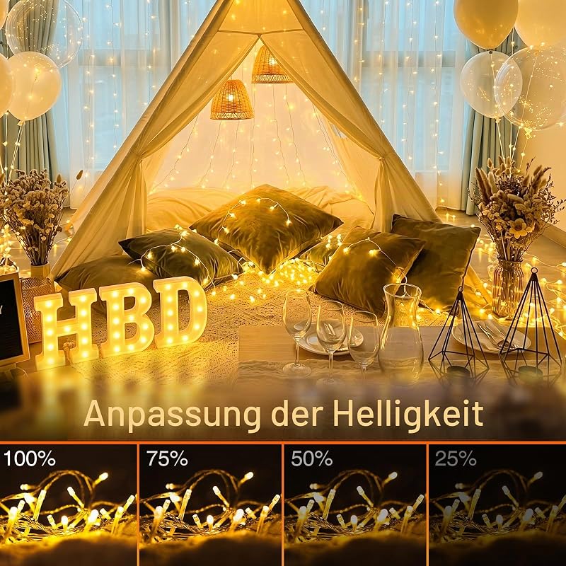 Lichterkette Outdoor mit Stecker, 20M 200 LED Lichterkette Innen — Foto 4 von 7