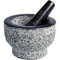 Granite Mortar and Pestle by HiCoup - Natural Unpolished, Non Porous, Dishwasher Safe Mortar and Pestle Set, 6 Inch…