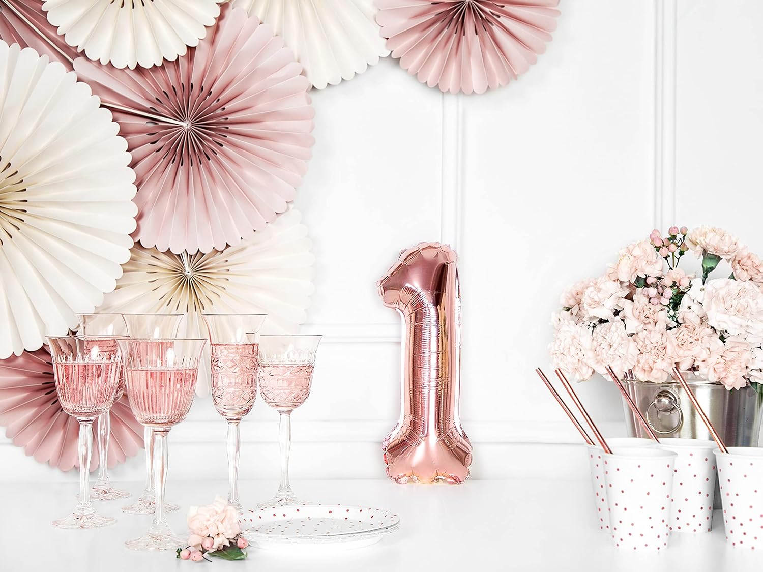 Foil Balloon Number Rose Gold 36 cm - Pink, Rosegoud, Taille Unique - Image 4