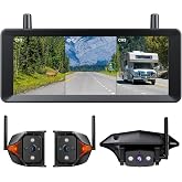 AUTO-VOX Wireless RV Backup Camera System: Rear and Side Coverage on a Large 7.2’‘ HD Monitor, Triple Split View, IR Night Vi