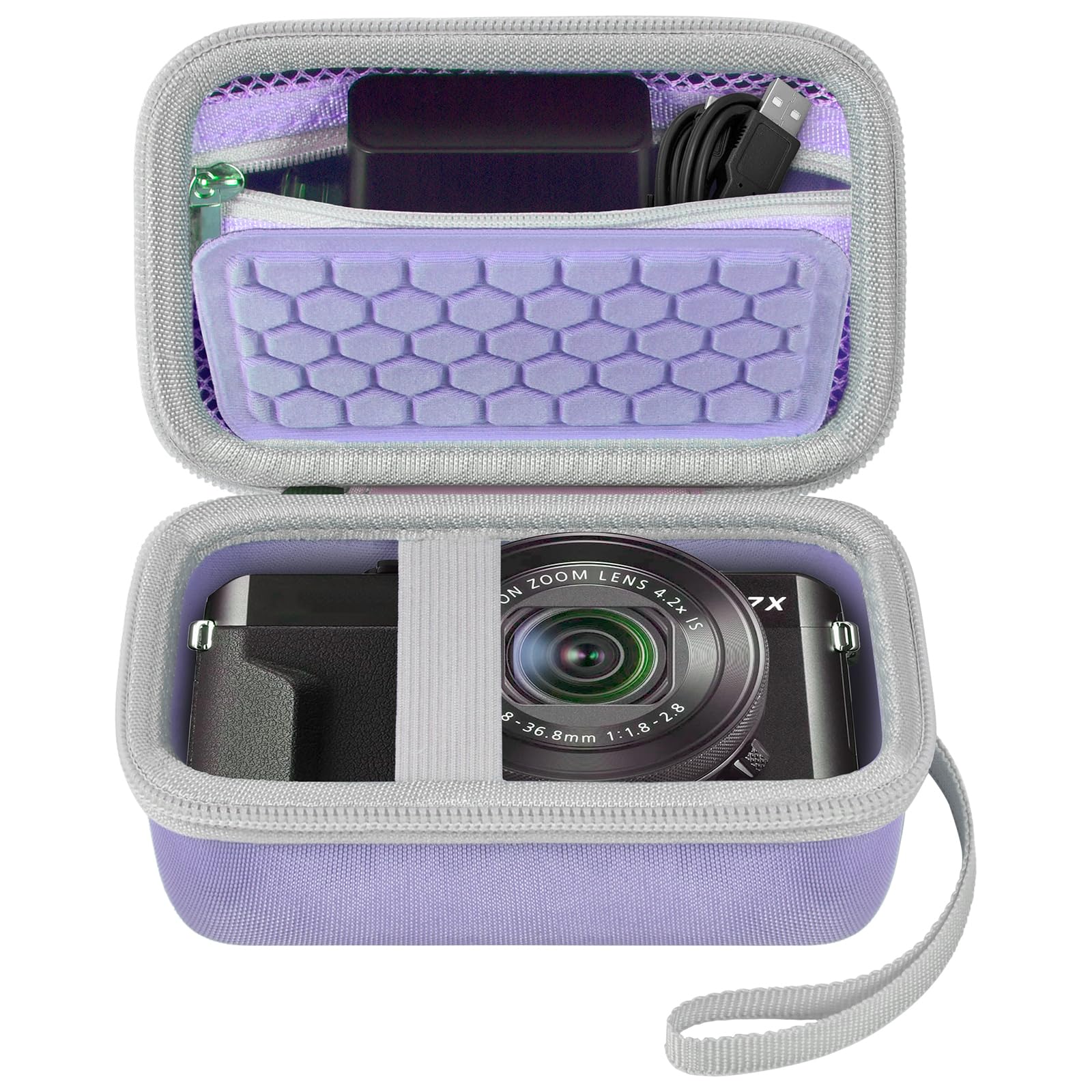 Photo 1 of Digital Camera Carrying Case Compatible with Canon PowerShot G7 X Mark II/ G7X Mark III Digital 4K Vlogging Camera/for CAMKORY/for Lecran and More, Compact Small Camera Storage Bag for Kids (Purple)