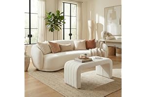 Aykah Arc Upholstered Ottoman Stool, Curved Arch Design, Modern Accent Seating, Modern Bedroom Bench, Upholstered End of Bed 