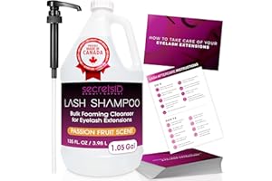 Professional Lash Shampoo for Extensions - 1.05 Gallon Bulk (3.98L) + 50 Aftercare Cards & Pump - Salon-Grade Eyelash Cleanse