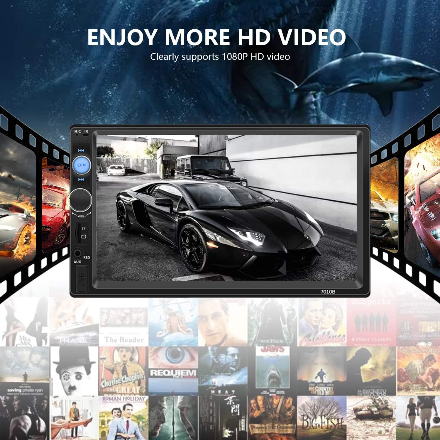 Leadfan Double Din Car Stereo Touch Screen with Bluetooth FM Radio MP5