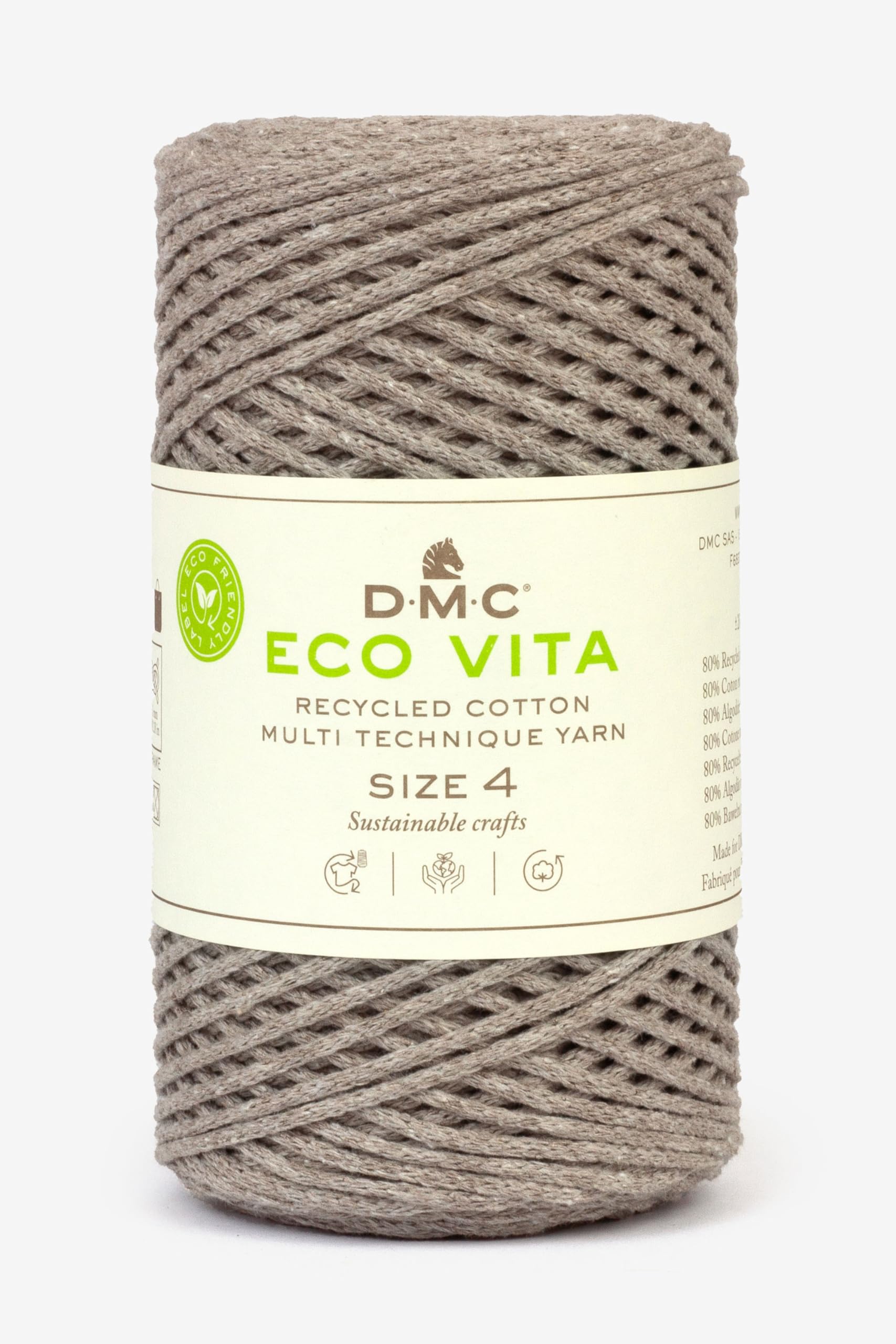 DMC Eco Vita 4, Grey Crochet Knitting Macrame Yarn, 250g — image 1