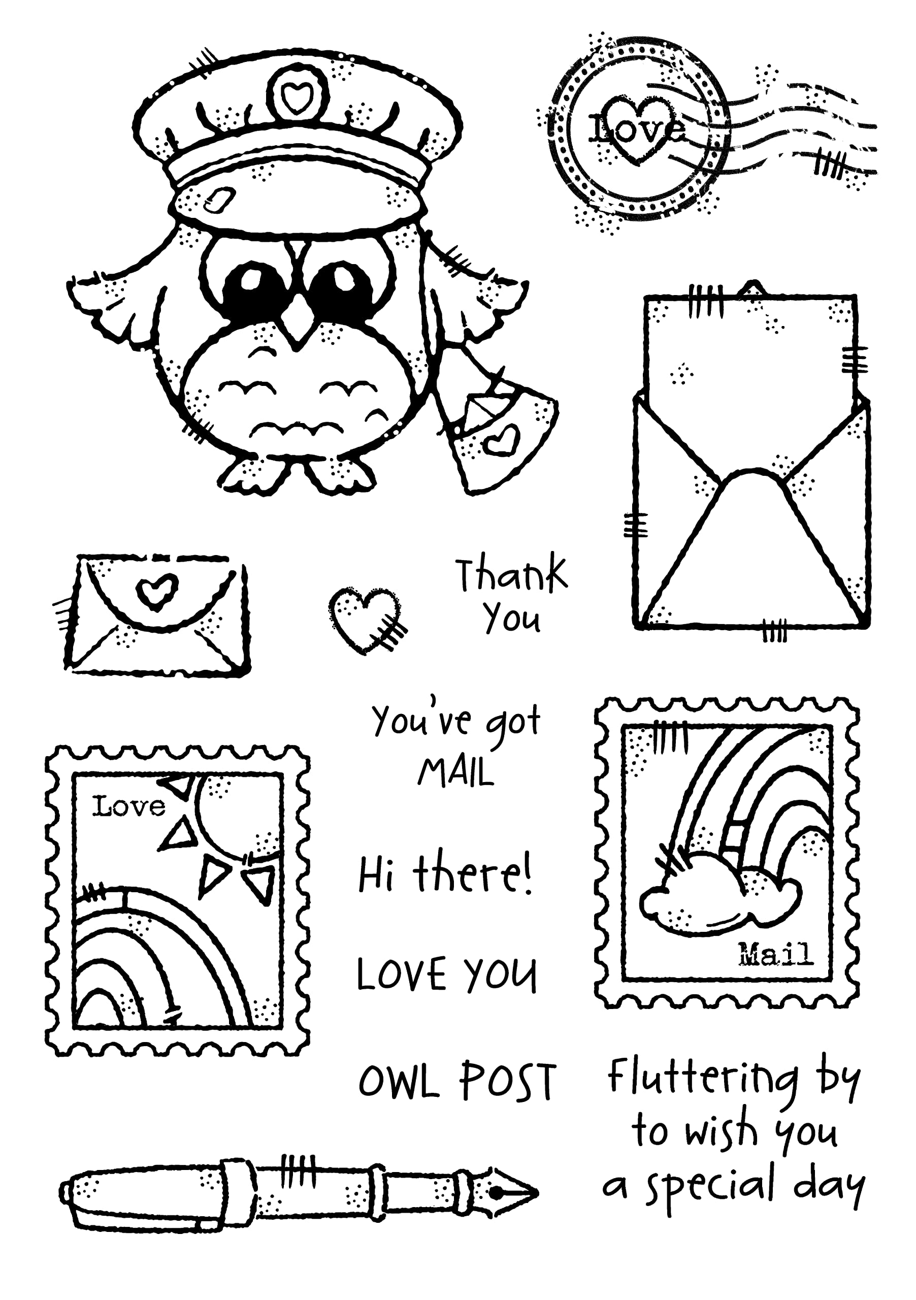 Woodware Francoise Collection-Owl Post-Clear Stamp Set, A5