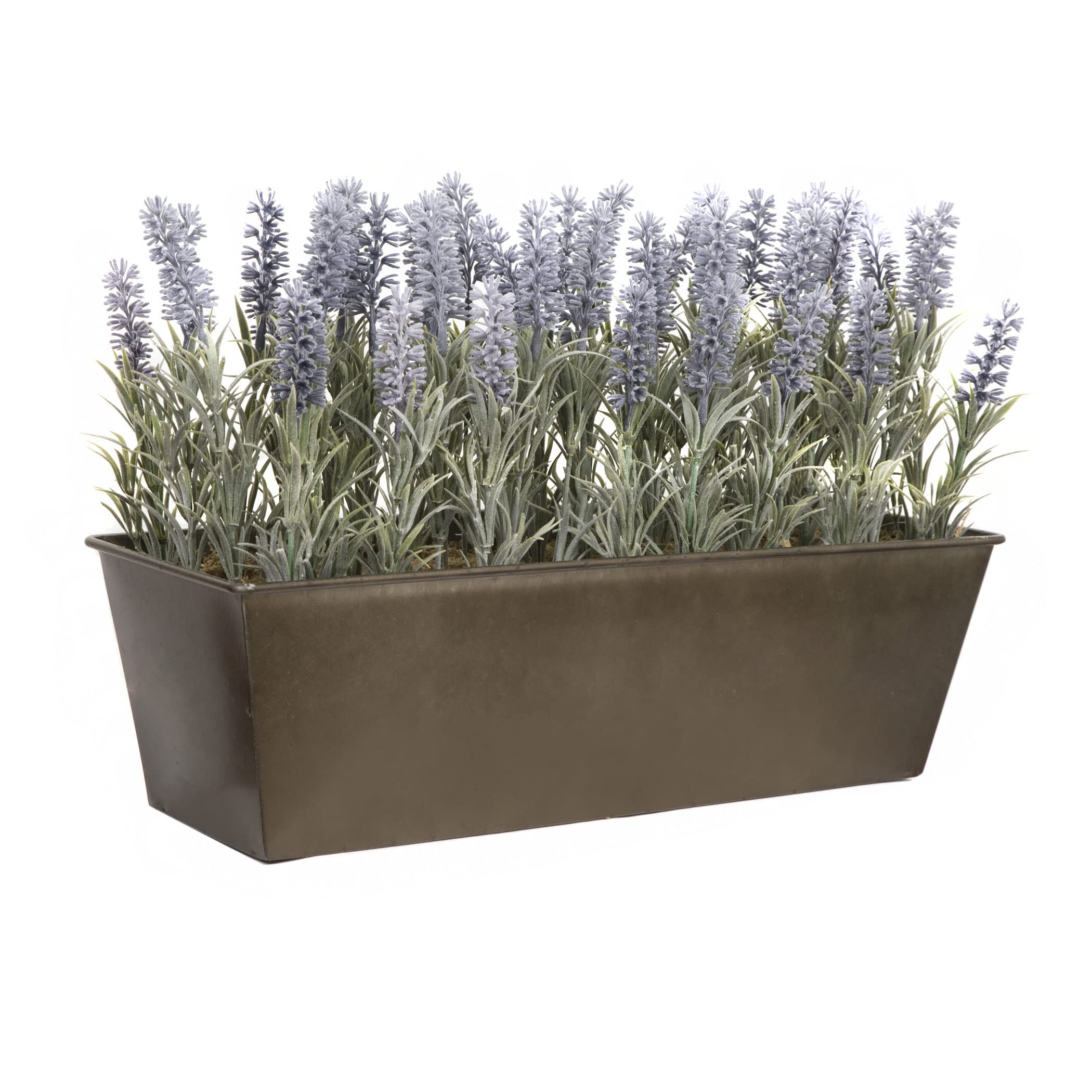 Artificial Lavender in Rustic Tin Planter (Window Box) 45cm