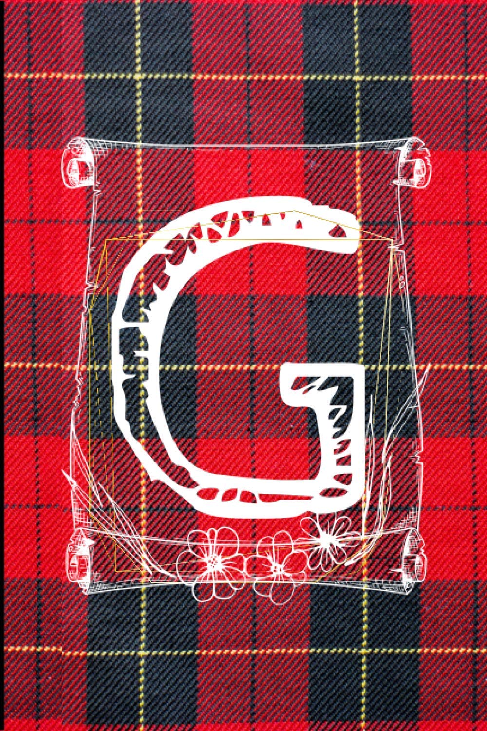 G Notebook: Monogram Letter G Notebook Lumberjack Plaid Red Black Flannel Gift For Christmas, 6 x 9 Inches , 120 Blank Lined Pages