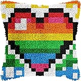 Colorful Love Heart Latch Hook Kits for Adults Kids