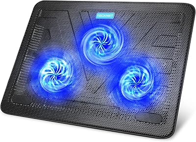 TECKNET 12-17 Laptop Cooling Pad 3×1200RPM Quiet Fans USB Powered