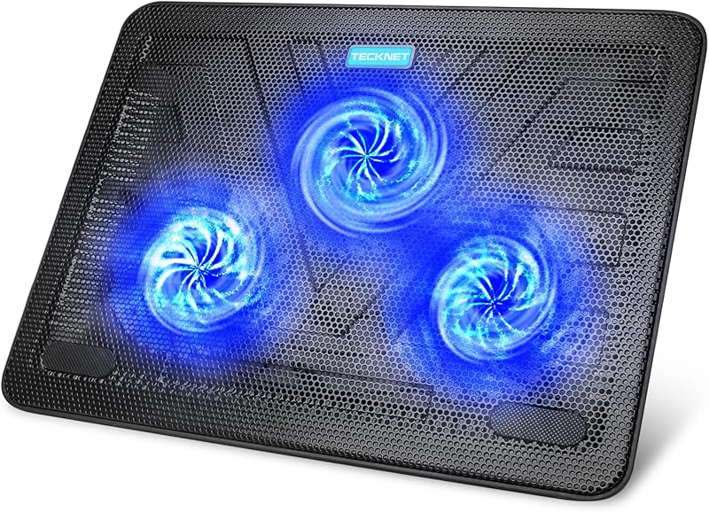TECKNET 12-17 Laptop Cooling Pad 3×1200RPM Quiet Fans USB Powered