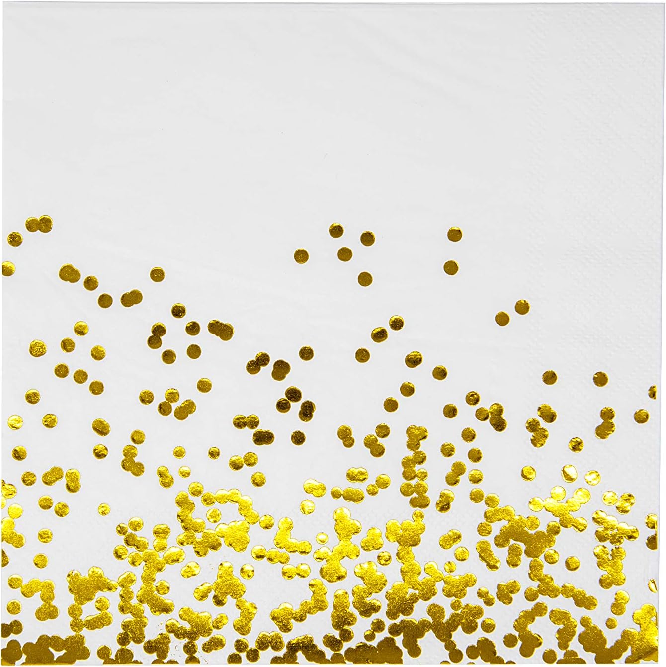 PARTY CHIC White with Gold Luncheon Napkins, 3 Ply, 50 Pack, 6.5 in x 6.5 in, Gold Foil Decorative Paper Napkins for Celebration of Life, Wedding , Baby Shower, Cocktail, Communion