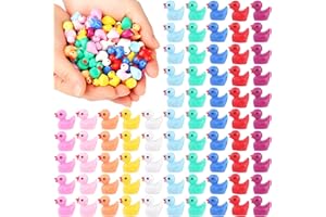 EKISEMIO 100pcs Tiny Ducks 10 Colors Little Duck Figures Mini Resin Ducks Plastic Small Miniature Ducks Bulk for Dollhouse Decor Micro Fairy Garden Landscape Aquarium Tiny Toys