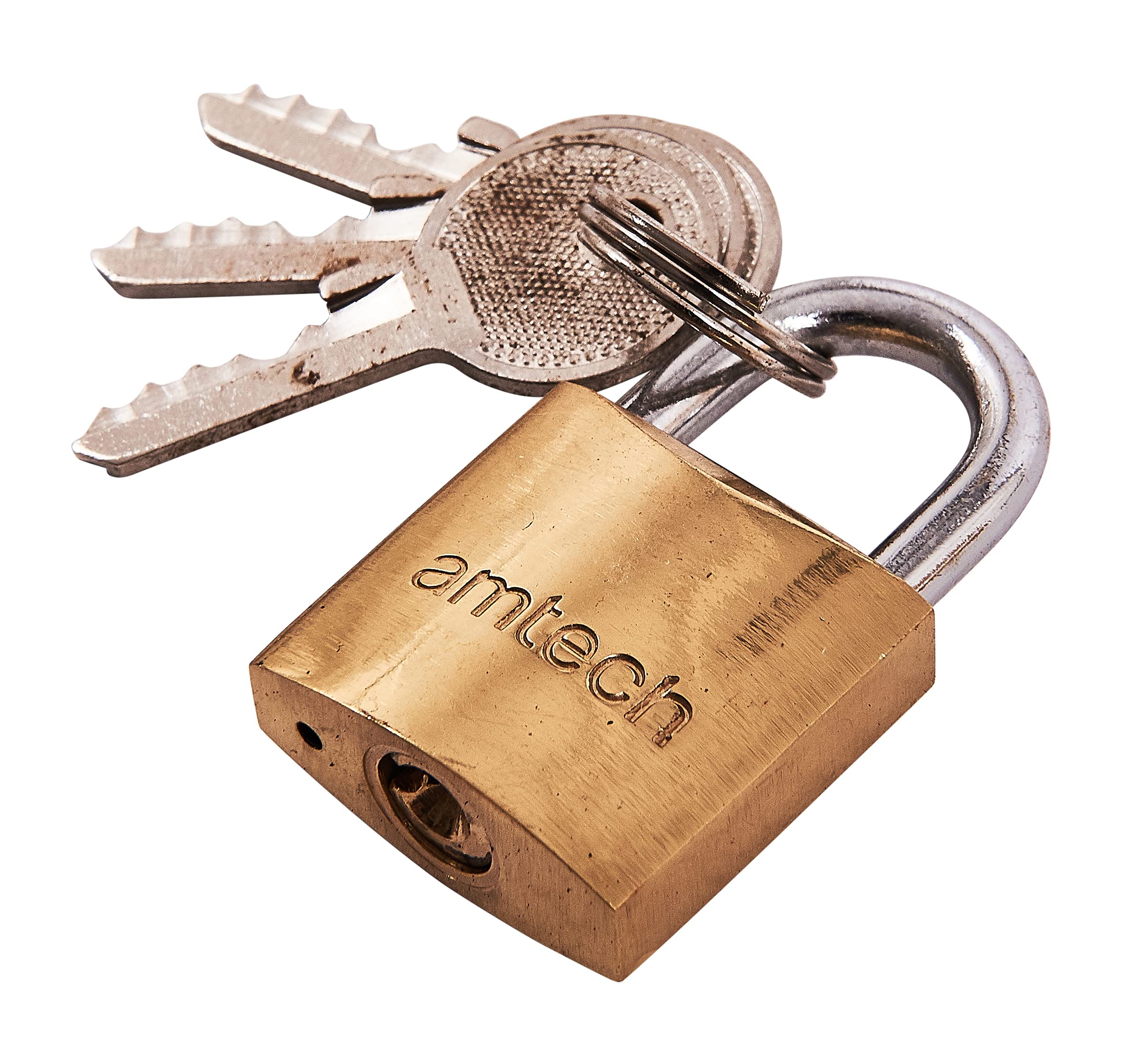 Amtech T0900C 25mm Solid Brass Padlock, Small Padlock with Keys for Luggage, Lockers, Toolboxes, Cupboards or Sports Bags