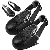 Steel Toe Covers for Shoes Boots, Leather Safety Toe Caps Work Guard Adjustable Anti-Smash Overshoes Protector Universal Fit Men Women Industrial Slip Resistant Alternative to Inserts, Black 1 Pair
