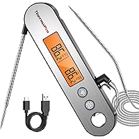 ThermoPro TP610 Digital Meat Thermometer for Cooking, Rechargeable Instant Read Food Thermometer with Rotating LCD Screen, Wa