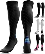 aZengear Compression Socks 20-30 mmHg Knee-High Seamless Toe Black Navy S-M