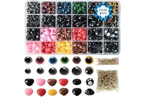 1040 PCS Colorful Plastic Safety Eyes and Noses with Washer Multiple Sizes Doll Eyes Amigurumi Eyes Teddy Bear Eyes for Doll,