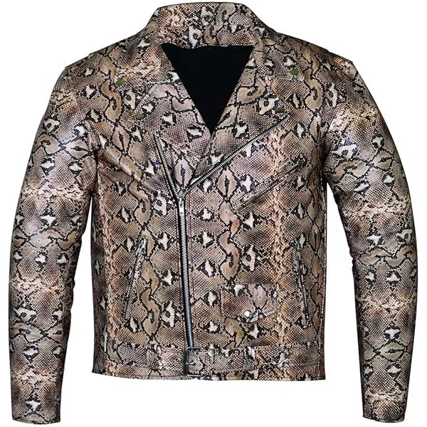 Litswear Men's Python Print Leather Jacket - Soft Sheepskin