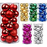 24ct Red Christmas Ball - 2.36 Inch Shatterproof Christmas Tree Decoration Ornaments Hanging Ball for Xmas Tree, Holiday, Wedding, Party