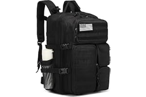 Wotony 45L Tactical Backpack for Men-Military Waterproof Backpack with Multiple Pockets and Tactical Gear for Outdoor Adventures (BLACK, 19.5 inch-900D)