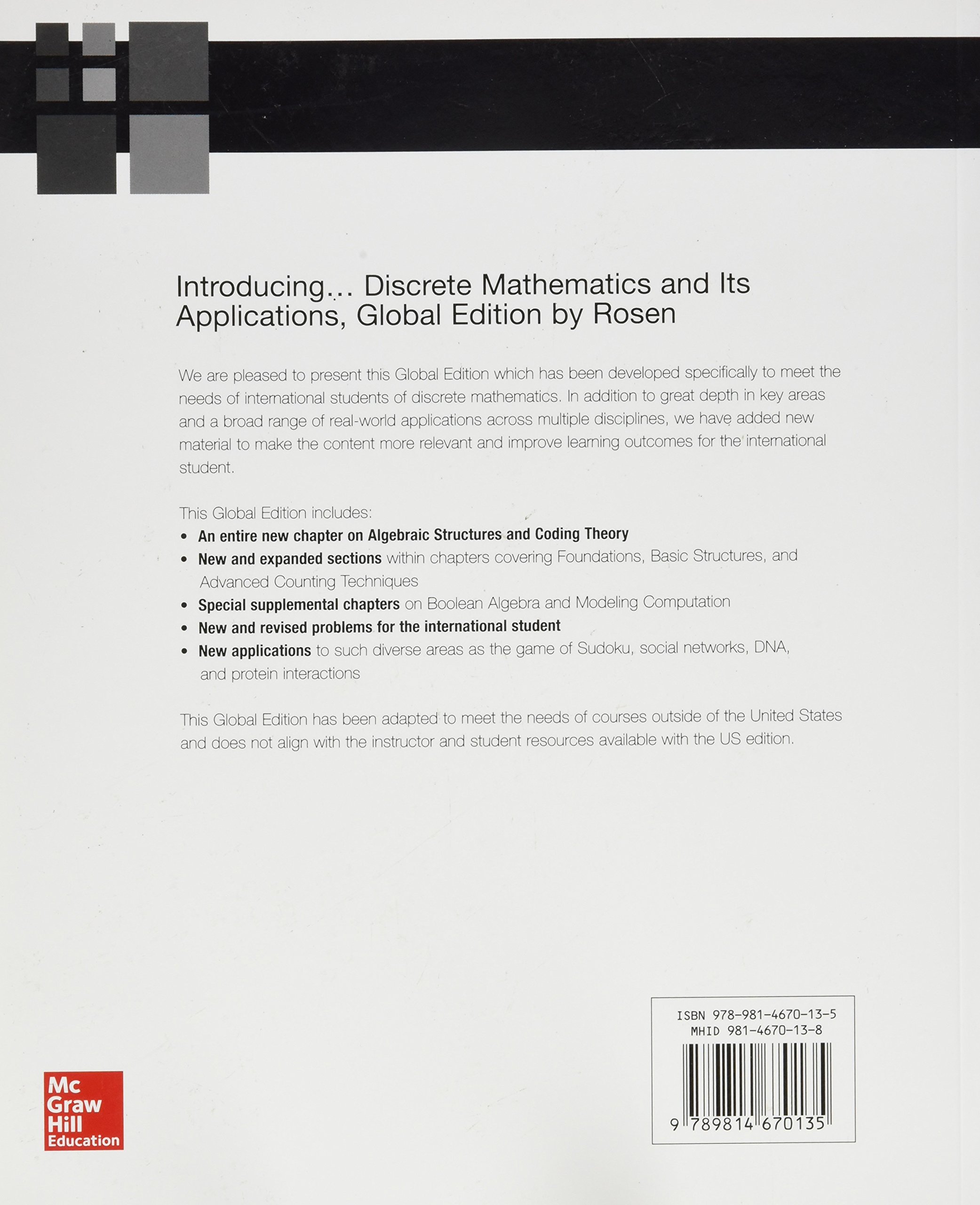 Discrete Mathematics and its Applications: Kenneth Rosen: 9789814670135:  Amazon.com: Books
