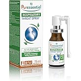 PURESSENTIEL - Respiratory Throat Spray with 4 essential oils - 100% Natural - Fast Effective Relief of Sore Throat - Suitabl