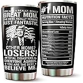 WOOKOO Mom Tumbler - Mom Cup - Gifts for Mom on Mothers Day, Christmas, Birthday - Mom Coffee Mug - #1 Mom Tumbler - Mommy Cup - Gifts for Mom from Daughter, Son - Mom Nutrition Facts Tumbler