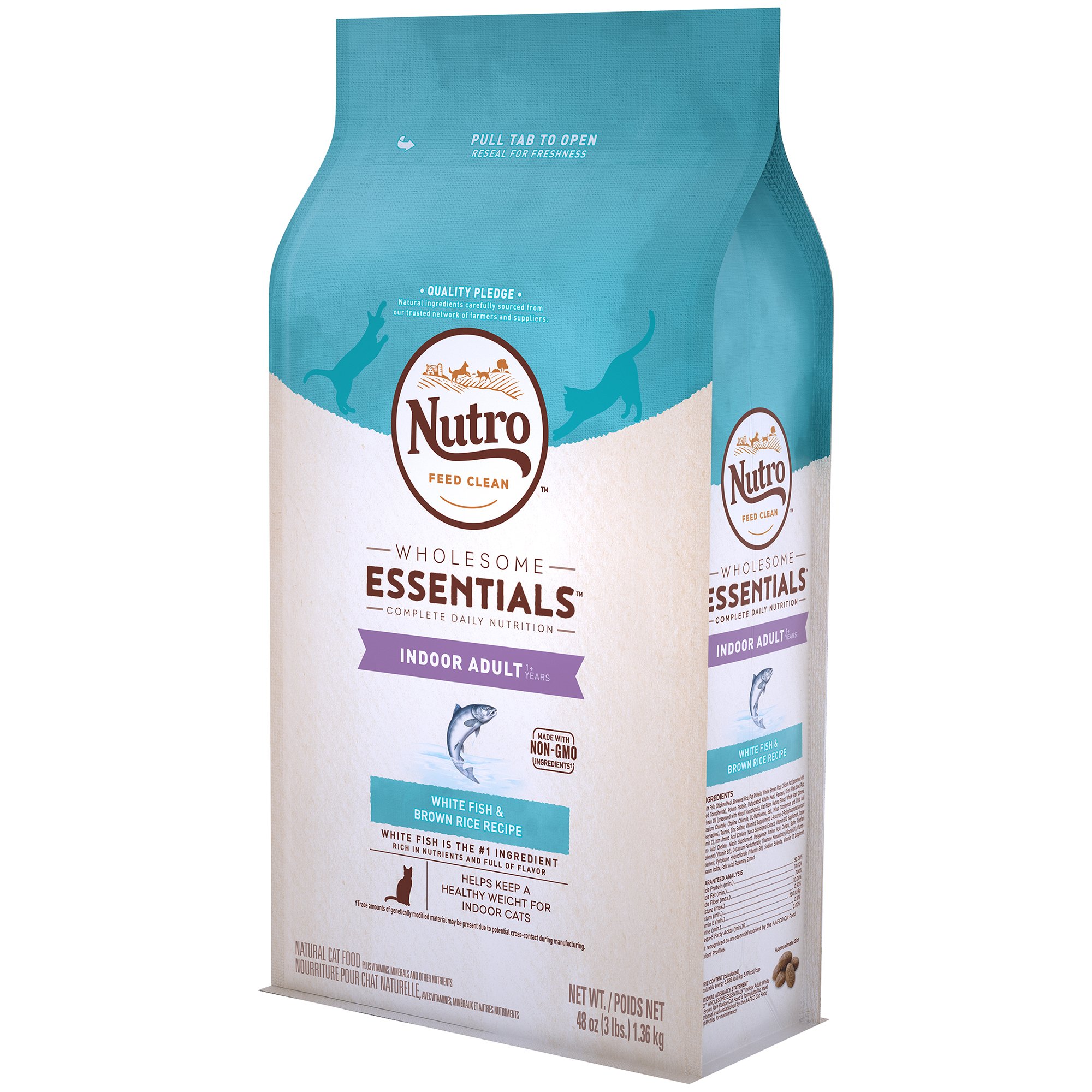 Nutro Wholesome Essentials Indoor Adult Dry Cat Food White Fish Brown