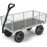 Gorilla Carts Steel Utility Garden Cart, 1000 lb. Capacity, Gray | 1,000-lb Capacity Steel Utility Garden Cart for Contractors and Homeowners Hauling Firewood, Bricks and Construction Debris