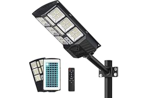 Lovus 800W Outdoor Solar Street Light, 80000LM Solar LED Flood Security Lights with Motion Sensor and Remote Control, 6000k Dusk to Dawn LED Solar Pole Light for Garage, Stadium, Garden, ST3-107