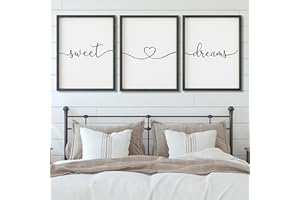 Framed Farmhouse Sign, Theme: Sweet Dreams, 11x14 Inches, Above the Bed, Wall Decor for Bedroom, Decoration, Wall Art, Wooden