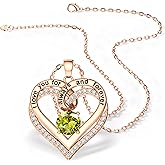 S925 Sterling Silver I Love You Necklace Anniversary Birthday Gift for Women Rose Gold Forever Love Heart Pendant for Her Anniversary Valentines Christmas Gift for Wife Girlfriend Mom Daughter