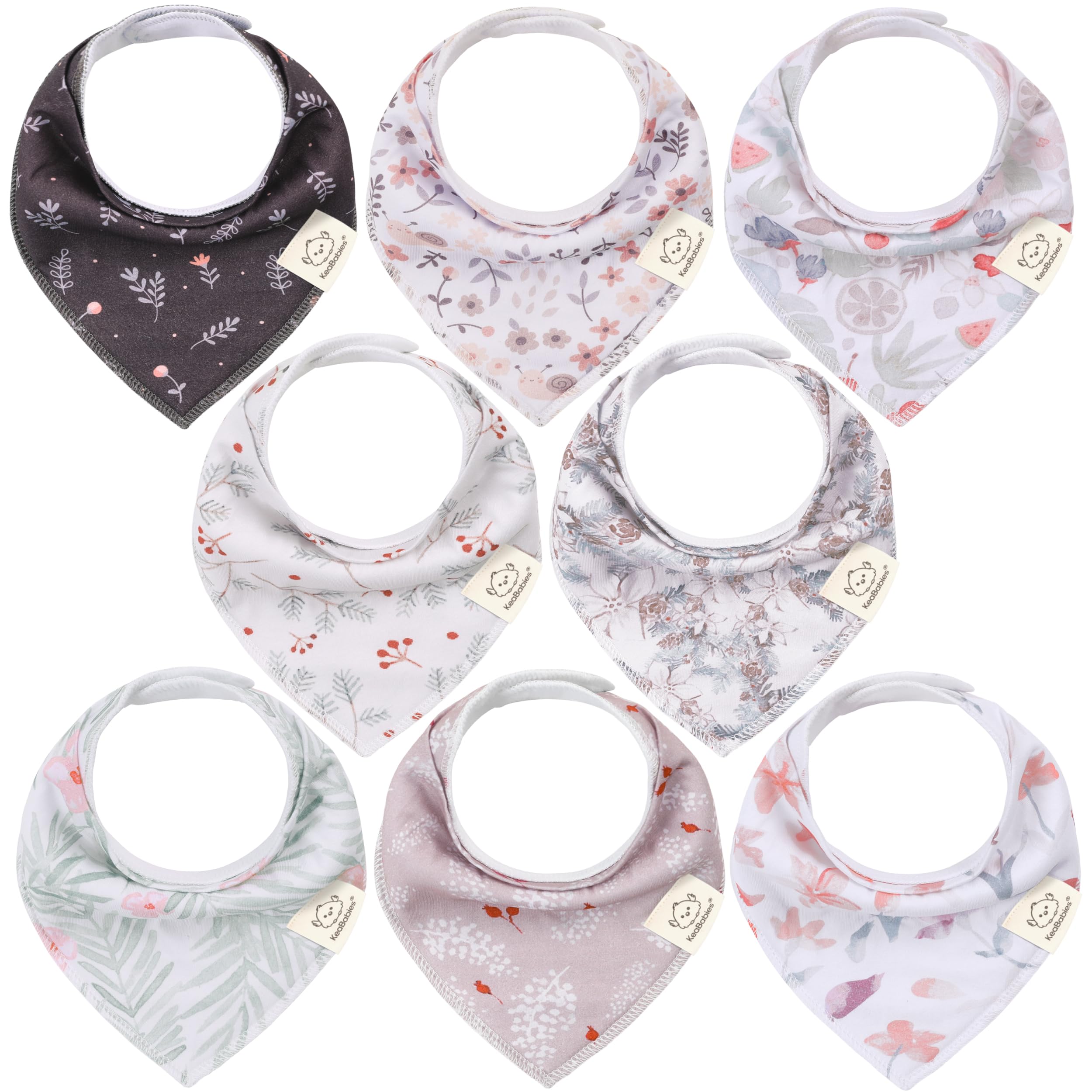 Photo 1 of 8-Pack Organic Baby Bandana Bibs for Girls - Super Absorbent Triangle Baby Bibs for Drooling and Teething Infant, 100% Cotton Extra Soft for Newborn, Infant 0-36 Months (Bloom)