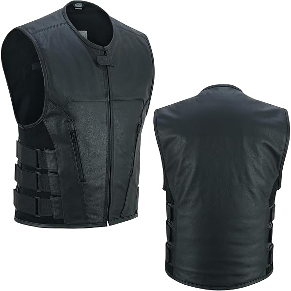 Chaleco De Piel Para Hombre Estilo Hijo De La Anarquía Para Motocicleta, De Piel Gruesa, Suave, Suave, Color Negro, 2 Bolsillos Para Pistola (XL