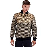 INTI ALPACA Men’s Soft Half-Zip Modern Beige and Black Alpaca Pullover Sweater