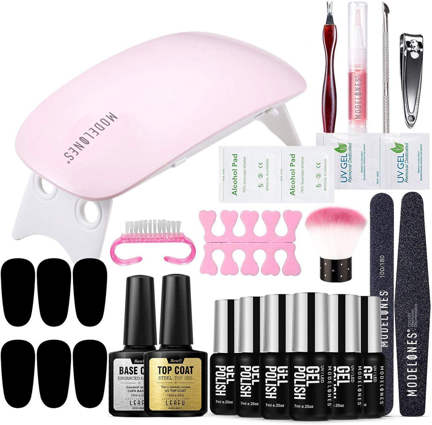 Modelones Gel Nail Polish Kit with UV Lamp Soak Off Gel Base Top Coat