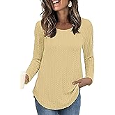 REGAI Long Sleeve Shirts Women Fall Fashion 2025 Lightweight Crewneck Twist Knit Tops