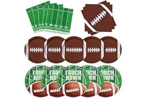 OIGCO Football Party Supplies Set Serves 48 Football Plates and Napkins Includes 96 Football Paper Plates and 48 Napkins for Football Party Decorations Gameday Tailgate Decorations