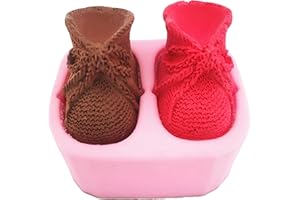 3D Baby Bootie Silicone Fondant Mold, Candy Silicone Molds, Knitted Baby Shoes Cake Decorating Tools Handmade Resin Mold for 