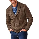 Runcati Mens Shawl Collar Cardigan Sweater Cable Knit Button Down Sweaters Long Sleeve Casual Winter Outwear