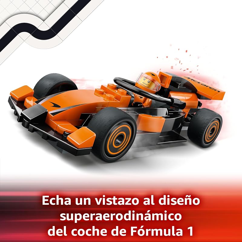 LEGO City F1 Driver com carro McLaren, brinquedo de construção com mini veículo de Fórmula 1 e minifigura para jogos de corrida, presente de aniversário para meninos e meninas de 6 anos e mais velhos 60442