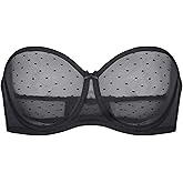 DOBREVA Women's Mesh Strapless Bra Sheer Unlined See Through Underwire Bras Plus Size