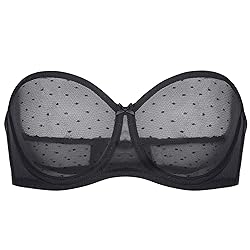 DOBREVA Women's Mesh Strapless Bra Sheer Unlined