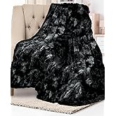 Everlasting Comfort Soft & Comfortable Black Faux Fur Throw Blanket for Couch - (50"x65") Minky & Fluffy Fall Blankets & Throws, Plush Fuzzy Cover for Bed, Sofa & Living Room - Cozy Home Decor