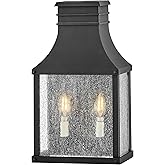Hinkley Beacon Hill Medium Wall Mount Outdoor Lantern, Aluminum, Clear Seedy Glass, Old World Charm, Museum Black Finish