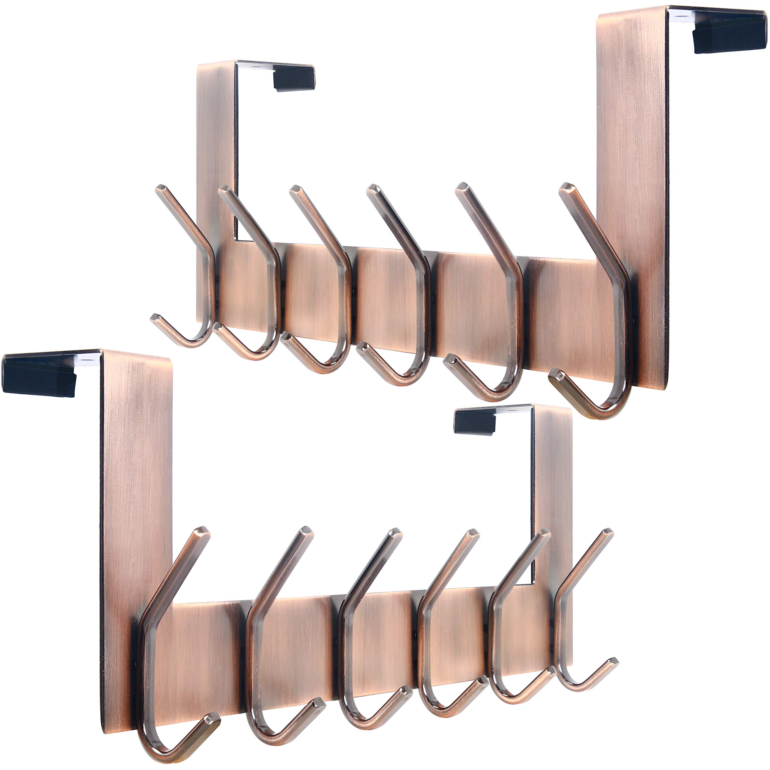 WEBI Over The Door Hook for Hanging,Over The Door Towel Rack,Over Door Hanger Coat Rack for Hanging Clothes,Towels,Hats,Coats,Behind Back of Bathroom,Antique Copper,2 Packs